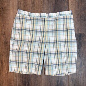 Izod Ladies Performx Plaid Golf Shorts Size 16‎ Blue Chino Stretch Athletic